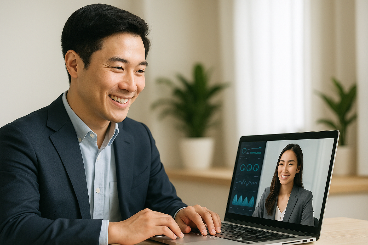 AI分析メトリクスを含むビデオ面接を受ける候補者